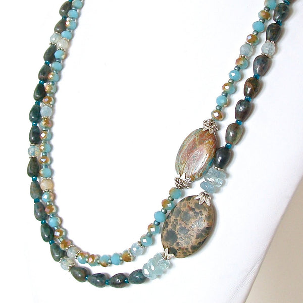 Harmony: Teal Gemstone Necklace – Earth and Moon Design