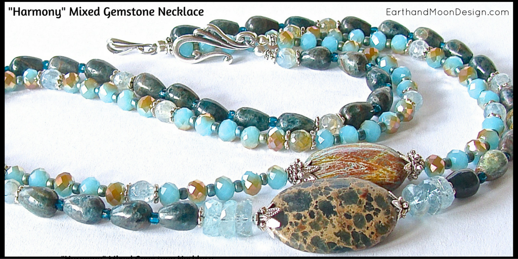 Harmony: Teal Gemstone Necklace – Earth and Moon Design