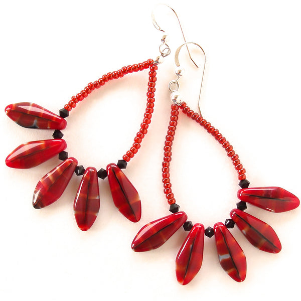 Caia: Large Red Earrings – Earth and Moon Design