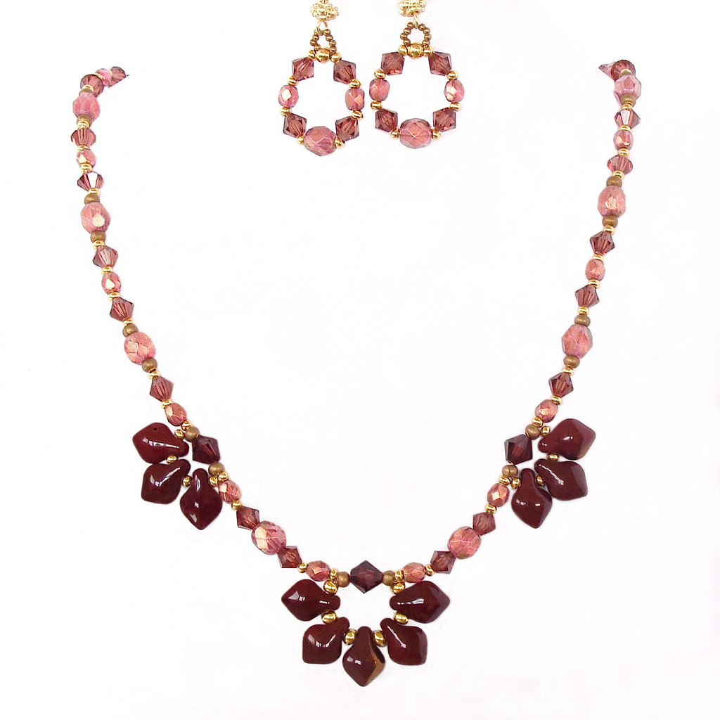 Lotus: Oxblood Necklace Set – Earth and Moon Design
