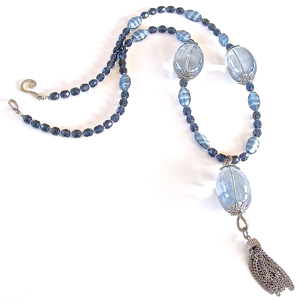 Stellar: Navy Blue Gemstone Necklace – Earth and Moon Design