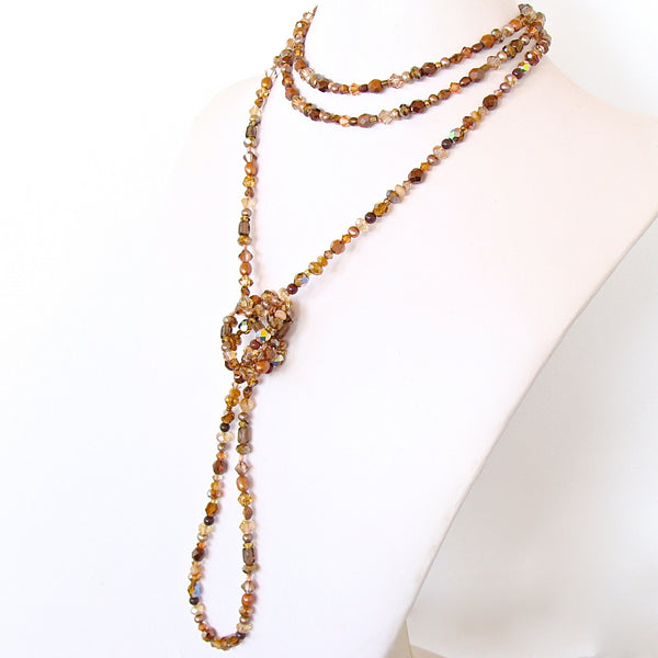 Sandcastle: Long Crystal Beaded Necklace – Earth and Moon Design