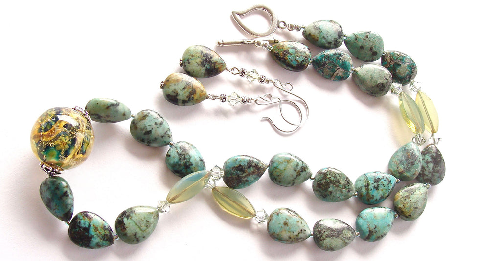 Amelia: Earth Necklace with Turquoise Jasper – Earth and Moon Design