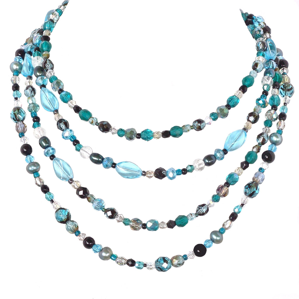 Jayne: Long Teal Necklace – Earth and Moon Design