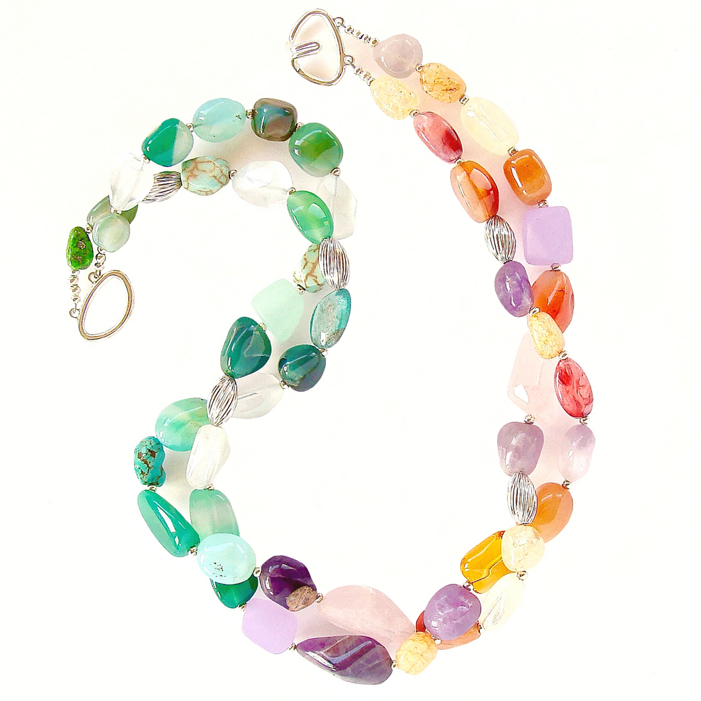 Joy: Multicolor Stone Necklace – Earth and Moon Design