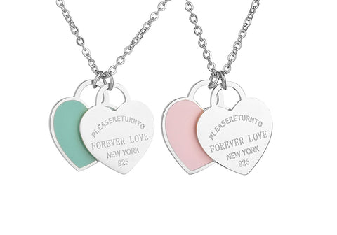 Return To New York Silver Love Heart Necklace Designer Inspired