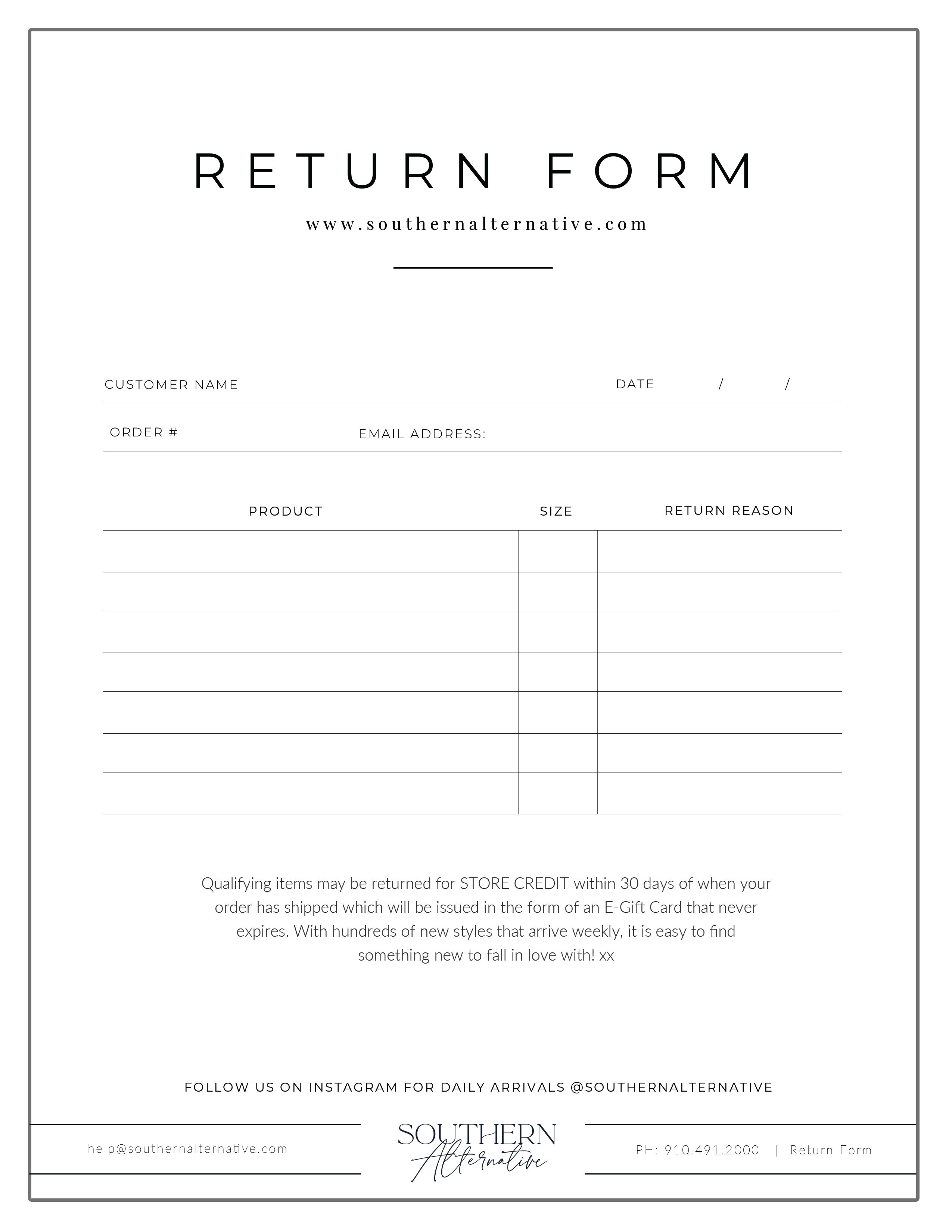 Return Form