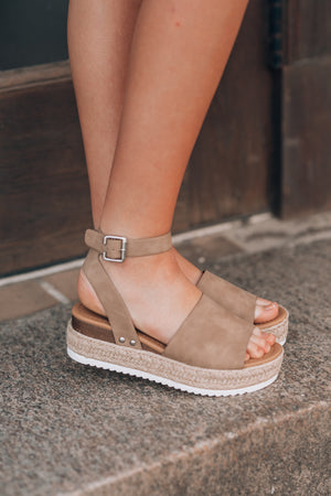 taupe platform sandals