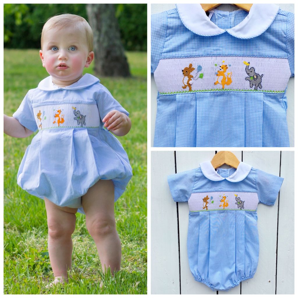 first birthday smocked boy