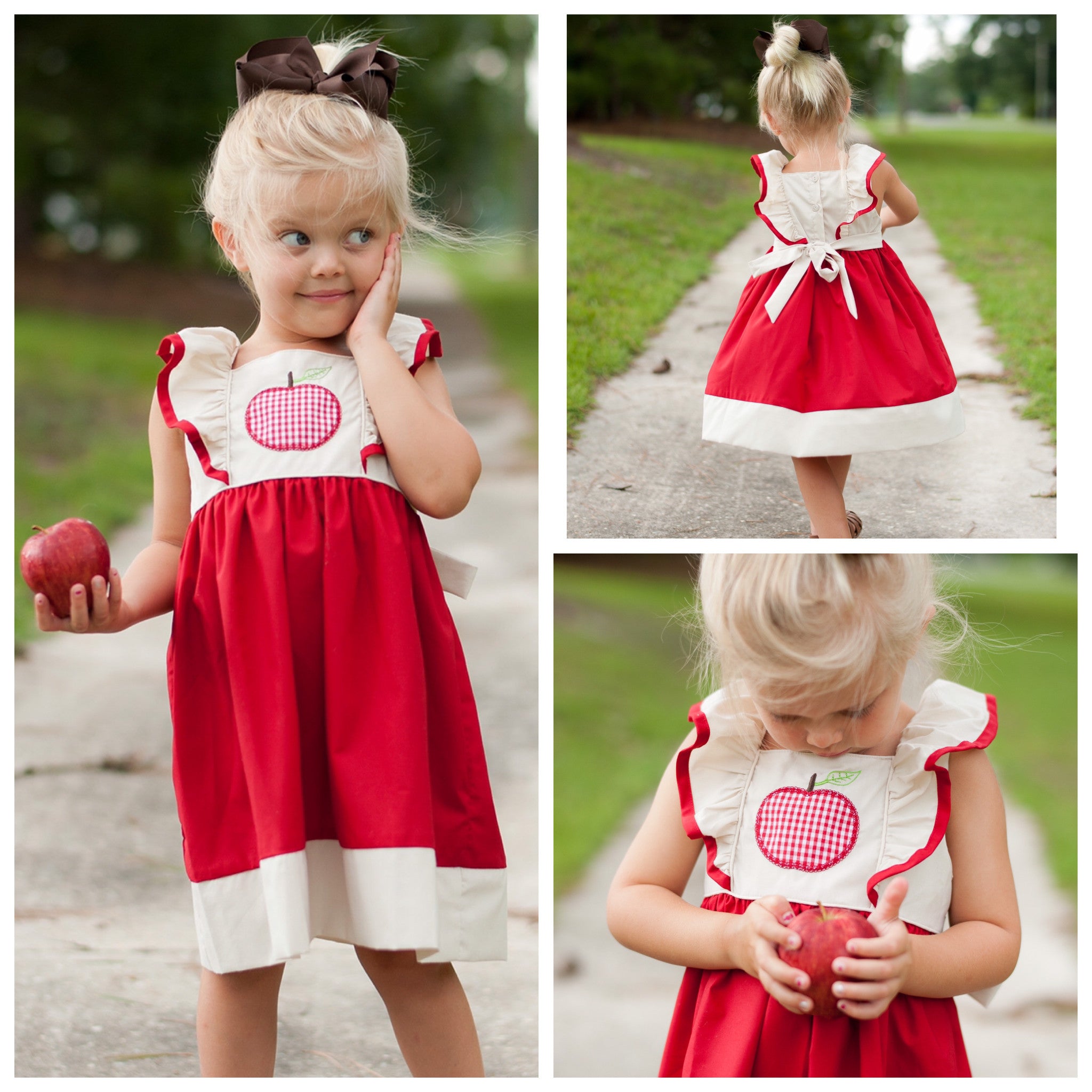 Gingham Apple Pinafore Dress - so cute for back to school! √ | Toddler ...