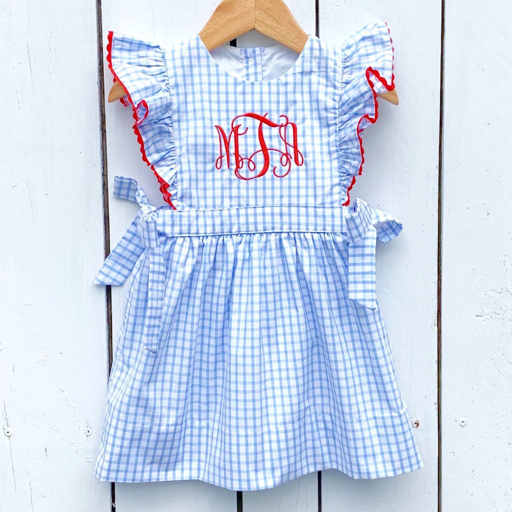 blue gingham school dress