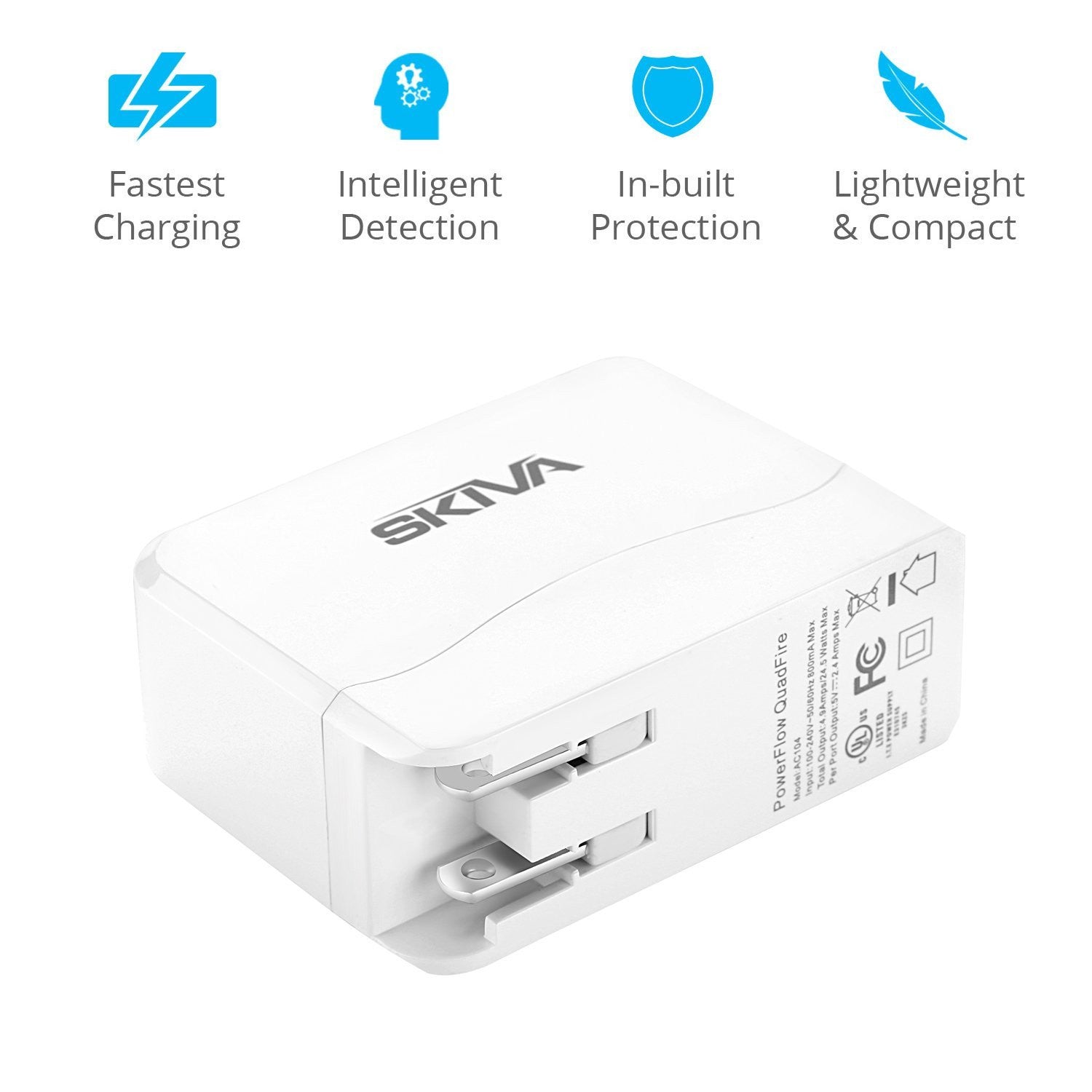 Skiva PowerFlow QuadFire (4-Port USB /  Amps /  Watt) Rapid USB