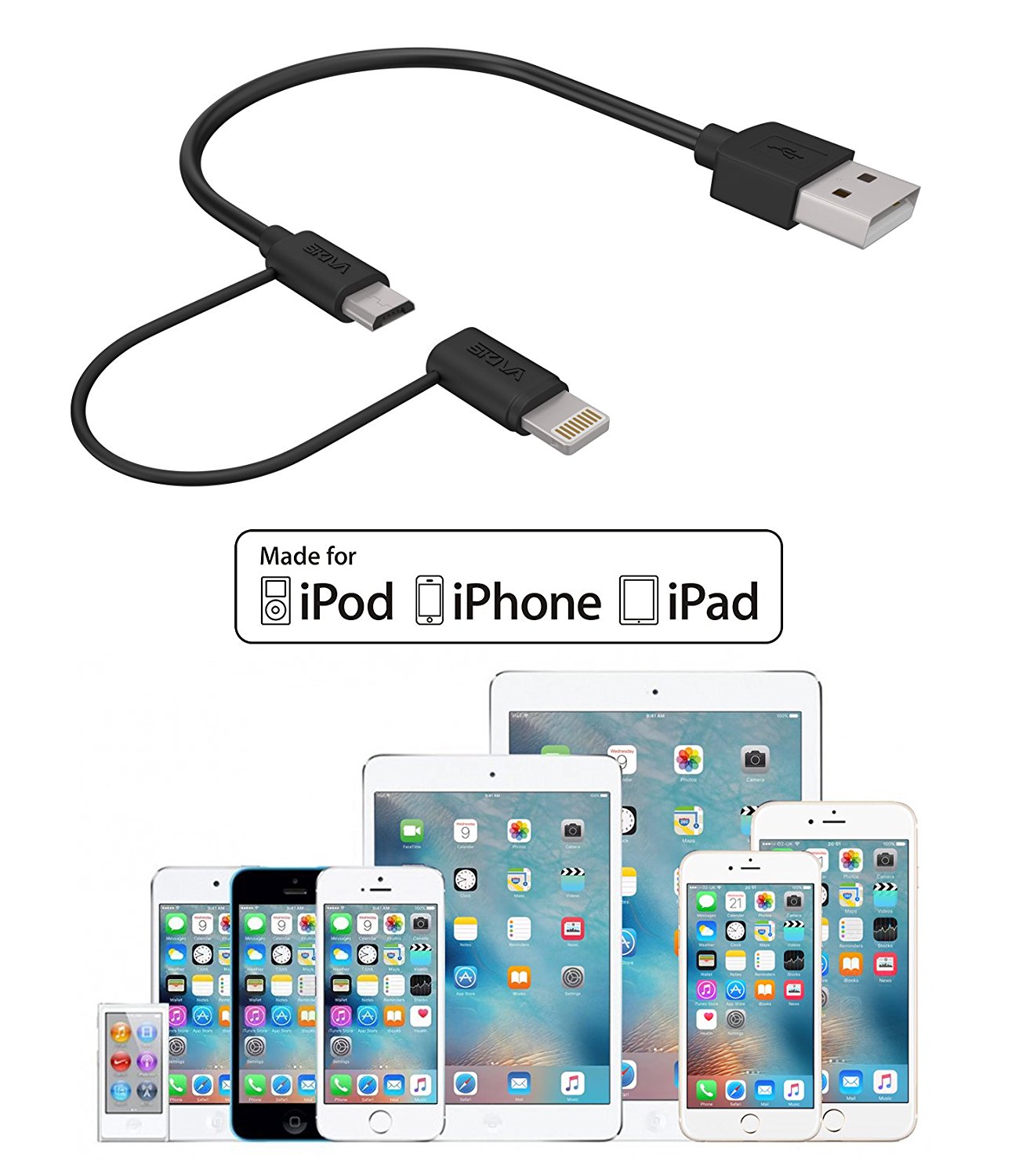 Oorlogsschip diameter Schipbreuk Apple MFi Certified] Pack of 2 USBLink 0.5 ft Lightning to USB 2-in-1 -  Skiva