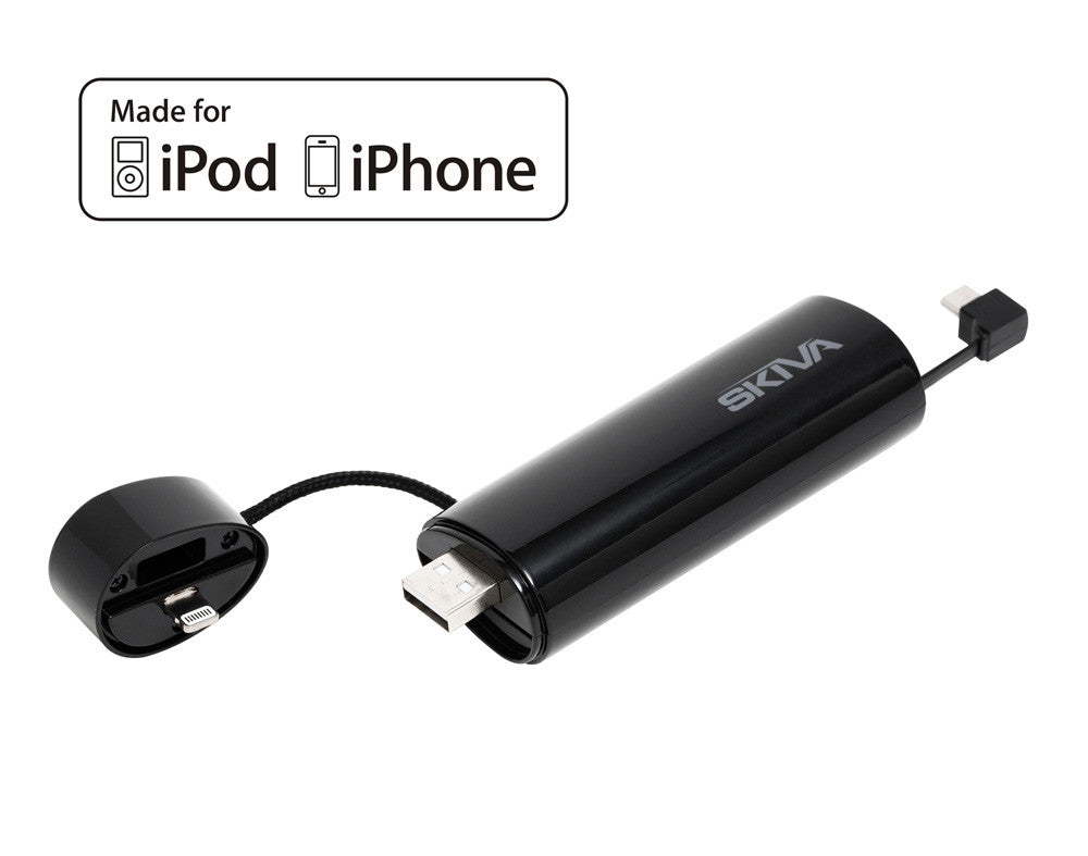 [Apple MFi Certified] 2600 mAh Battery Pack with Built-in Lightning and microUSB Cables (AP103)