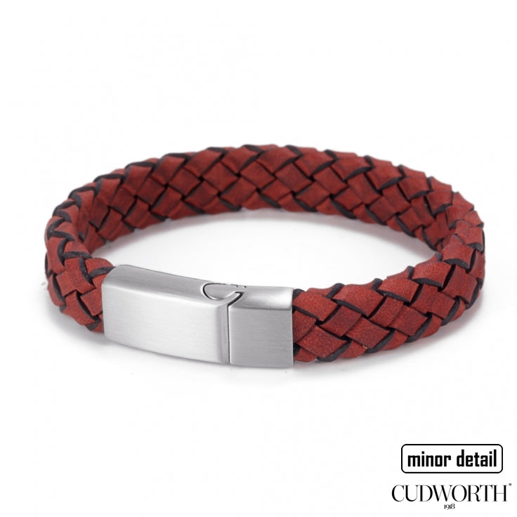 Men's Leather Cord Bracelet with Magnetic Closure (Red) – LINK UP