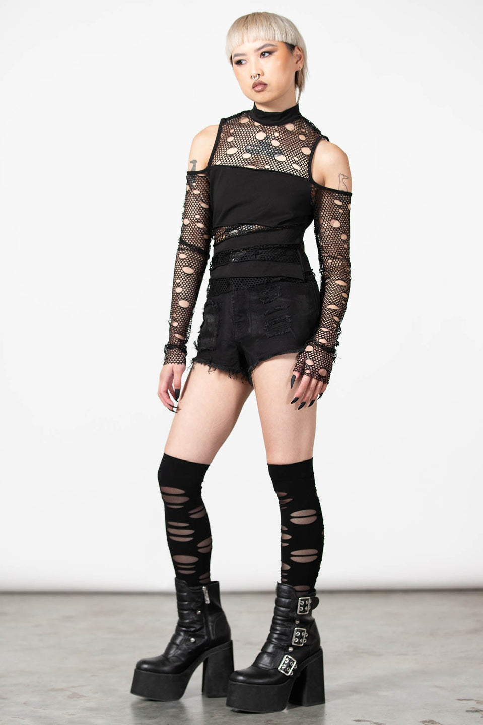 Burn Out Fishnet Crop Top | Killstar