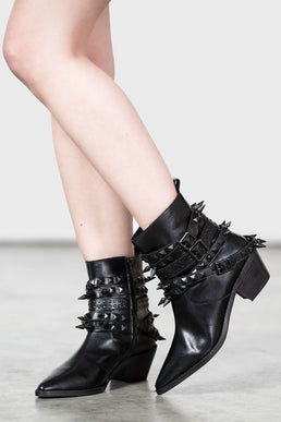 STUDDED ANKLE BOOTS - Black