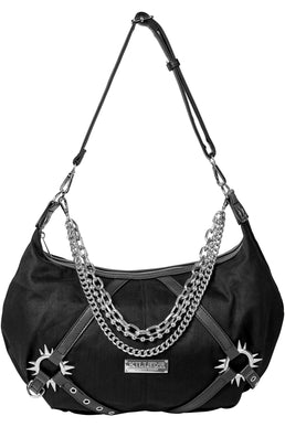 Killstar Ashen Slouch Bag Chain Black Distressed Gothic Punk