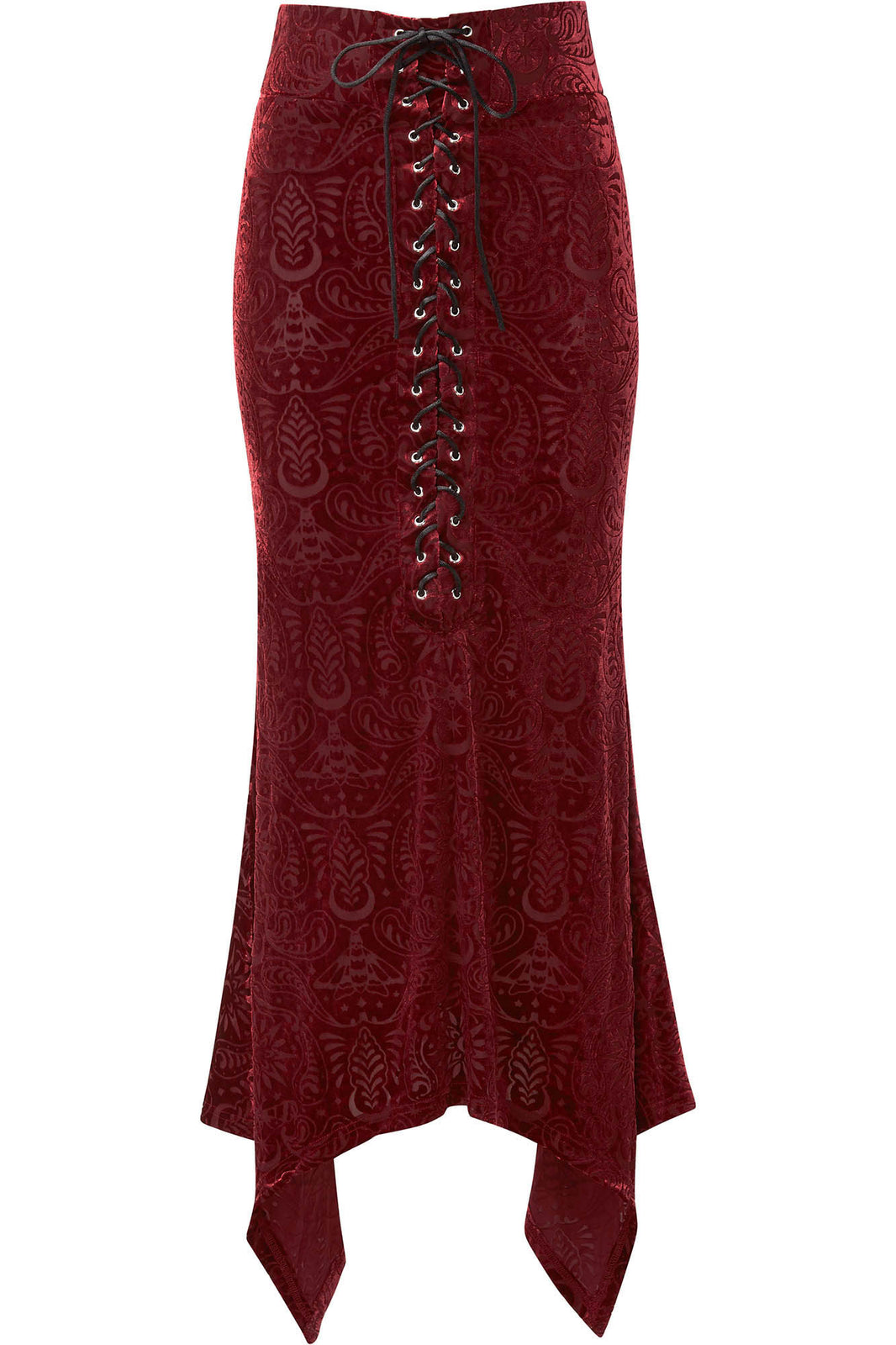 Genesis Burnout Velvet Maxi Skirt [WINE] | Killstar