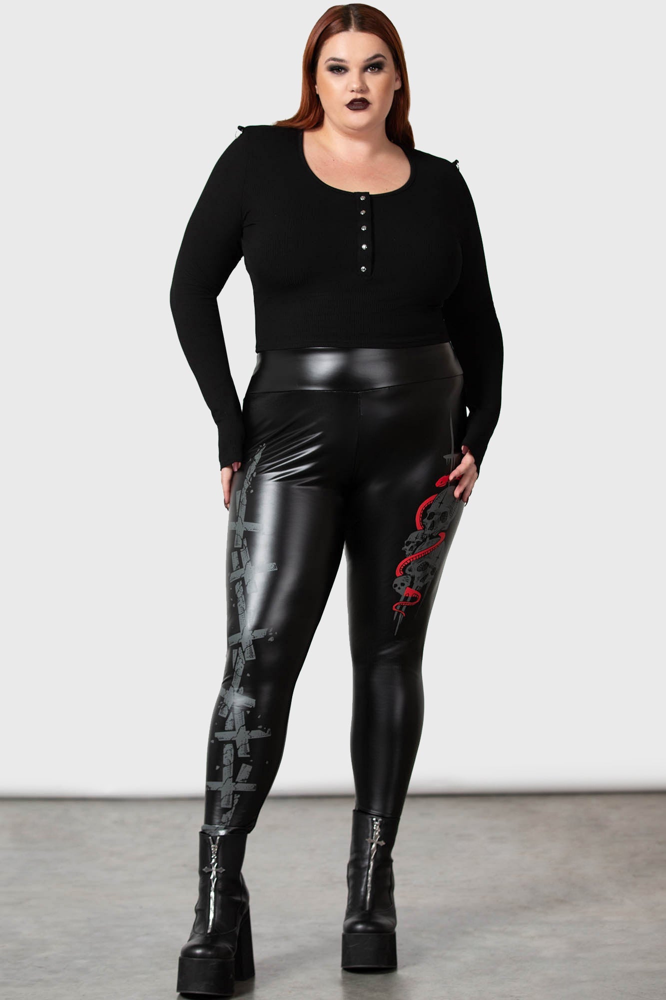 Killstar - Stealth Of Heart Wetlook Leggings