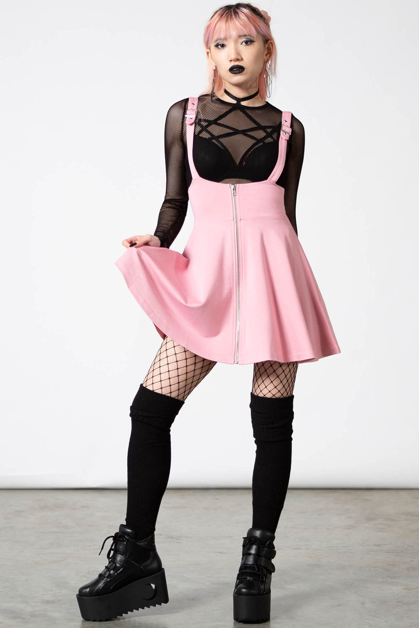 Hell Kitty Pastel Pink Fishnet Bralet - Killstar