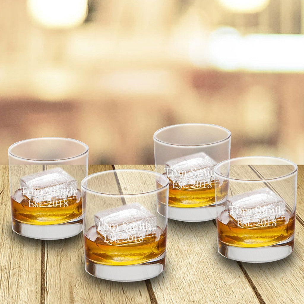 Personalized Lowball Whiskey Glasses Set Of 4