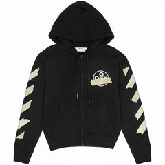 black diagonal arrows logo hoodie