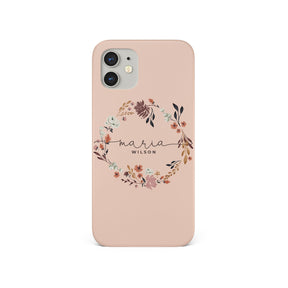 Personalised Hard Phone Case Autumn Floral Pink Wreath
