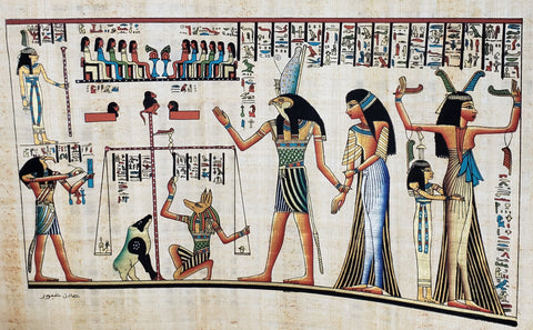 papyrus painting of the Egyptian judgment scene from the book of the dead