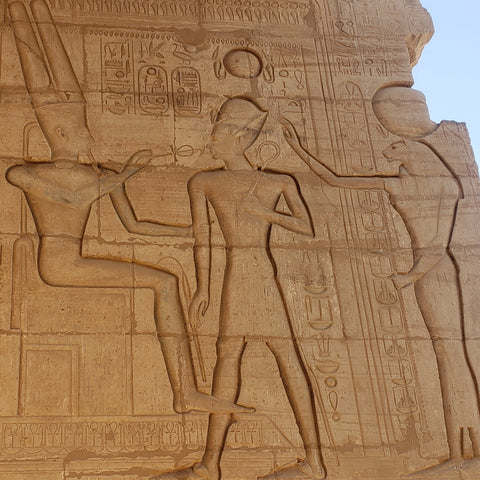 Egyptian god giving ankh to Ramses