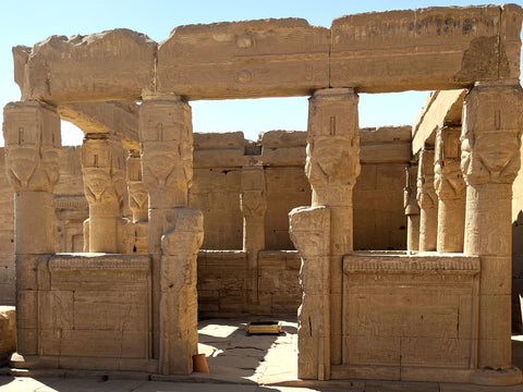 Colonnades on the roof at the temple of Dendera