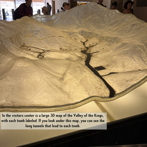 A 3D model map of the Valley of the kings showing tunnels that lead into the tombs