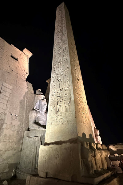 80 foot tall obelisk in front of the Luxor temple