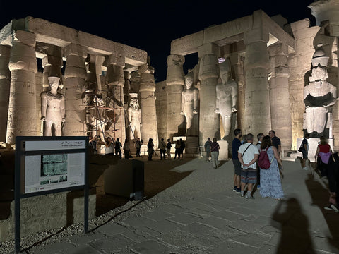 Inside the Luxor Temple has many pylons and large statues of Ramses II.