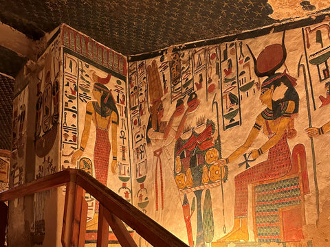 Goddess painted vibrantly on the wall of the tomb of Nefertari 