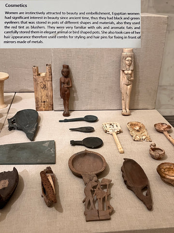 Ancient Egyptian cosmetic tools on display at the National Museum of Egyptian Civilization