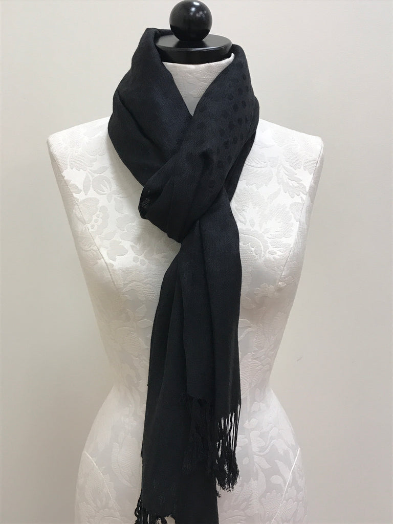Pashmina Scarf Black Dot Patterned Scarf Shawl – Accessories Boutique