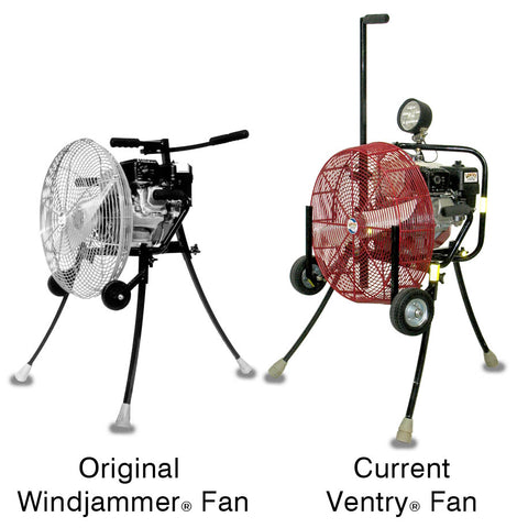 Original Windjammer Fan next to a current Ventry Fan, both by Ventry Solutions, Inc.