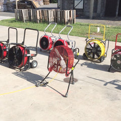 During PPV testing by Fairfax County, a Ventry Fan stands out from the pack as the only PPV with legs to lift it up and aim. Photo courtesy QDCIP Fire and Fairfax County Fire