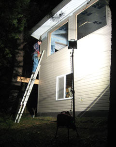 Construction project lit by portable Lentry Light