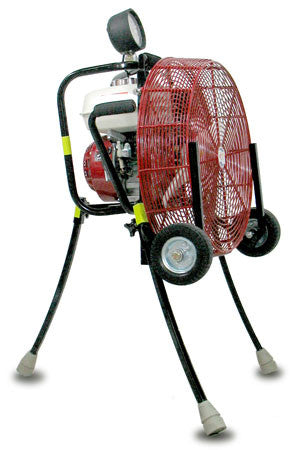 VENTRY Positive Pressure Ventilation Fan 20GX160 with legs extended, ready for ventilation or attack