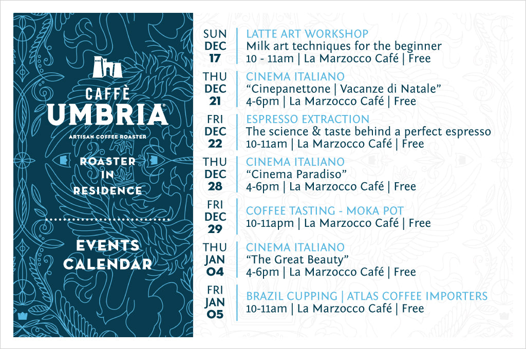 La Marzocco Roaster in Residence Events during December 2017 & January 2018