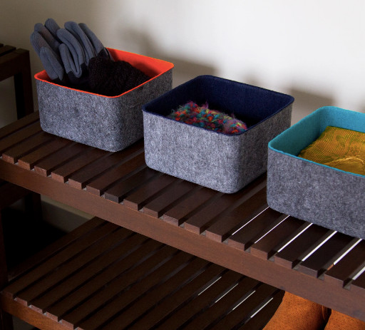 Felt Storage Basket, Medium Charcoal