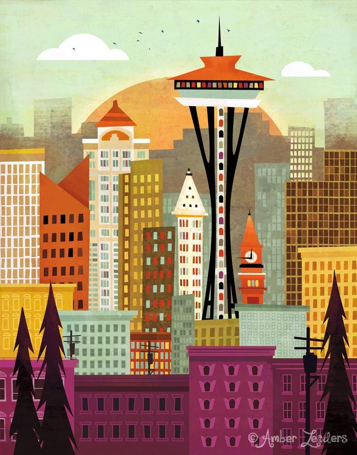 Seattle Skyline Print, 11x14