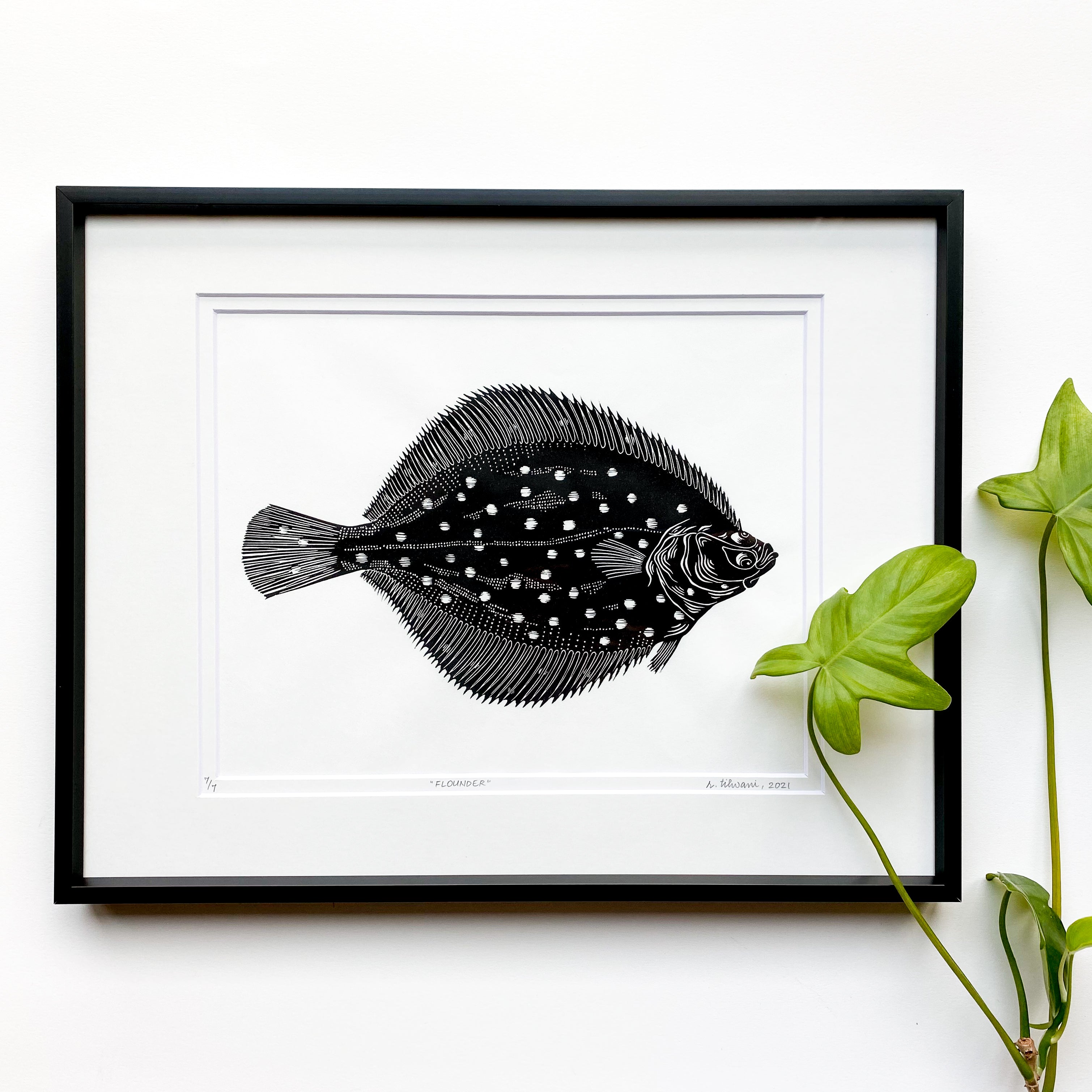 Flounder Linocut