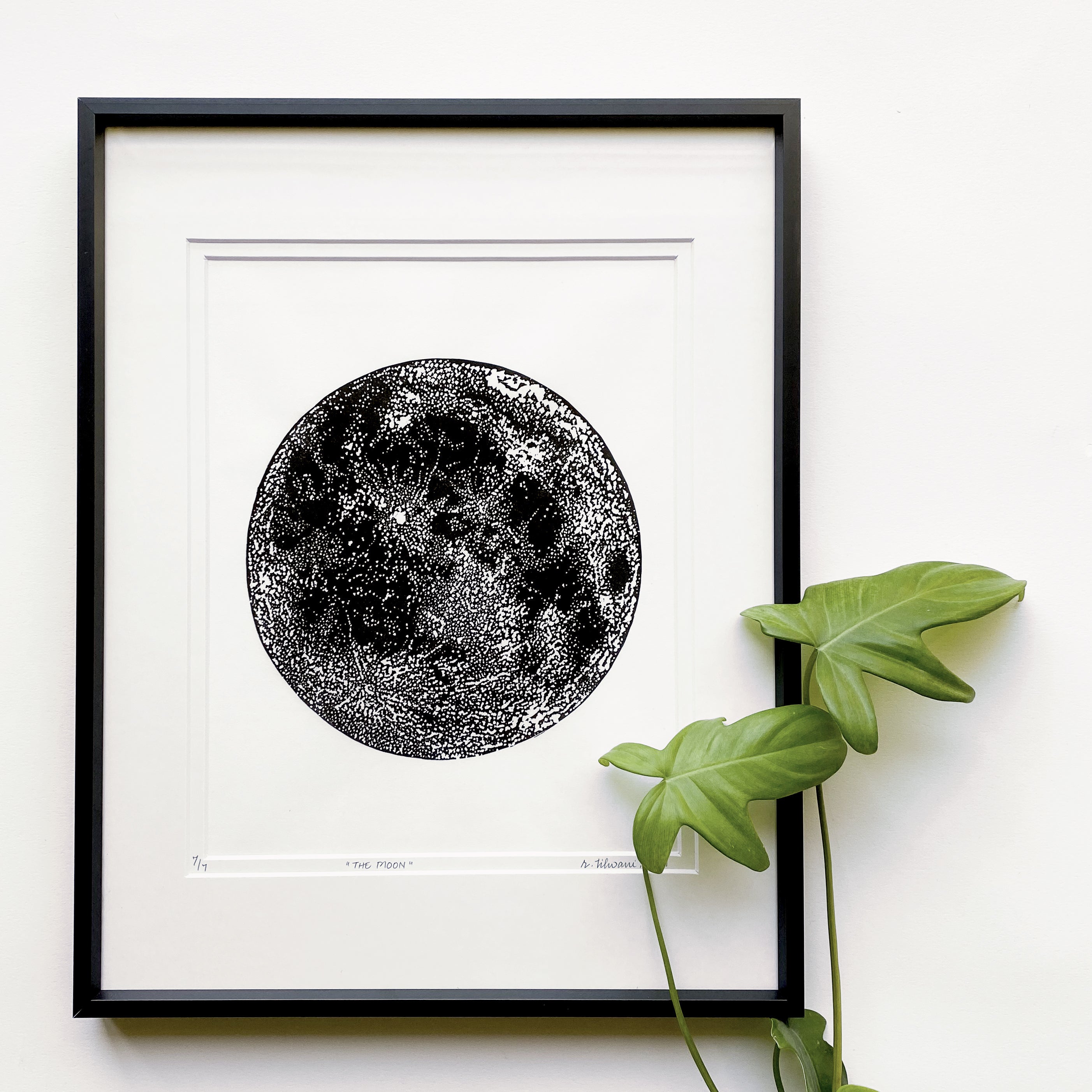 The Moon Linocut