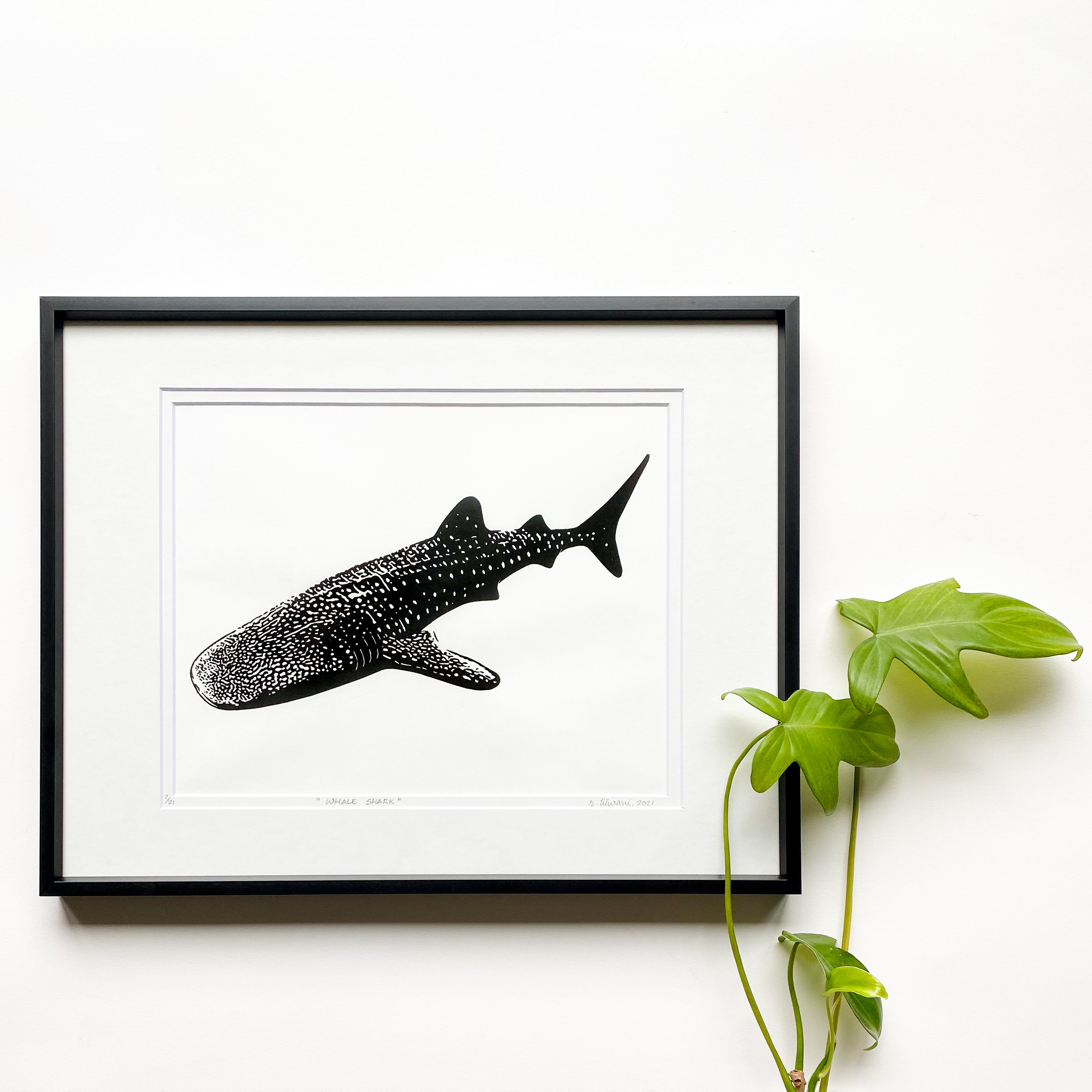 Whale Shark Linocut