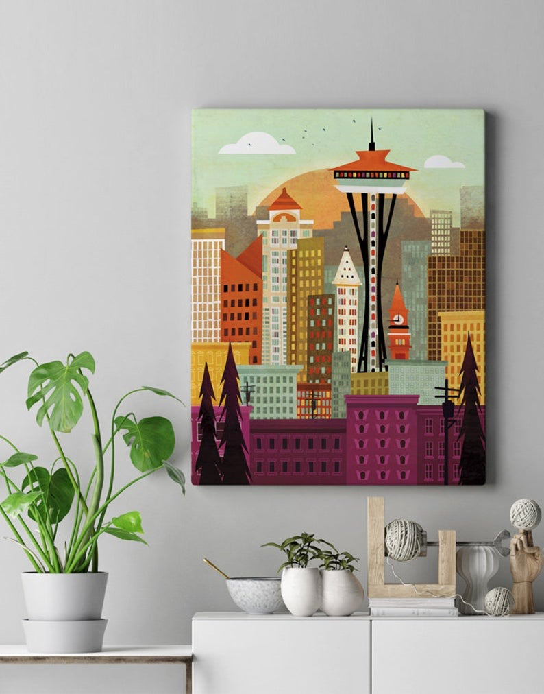 Seattle Skyline Canvas Print 24x30