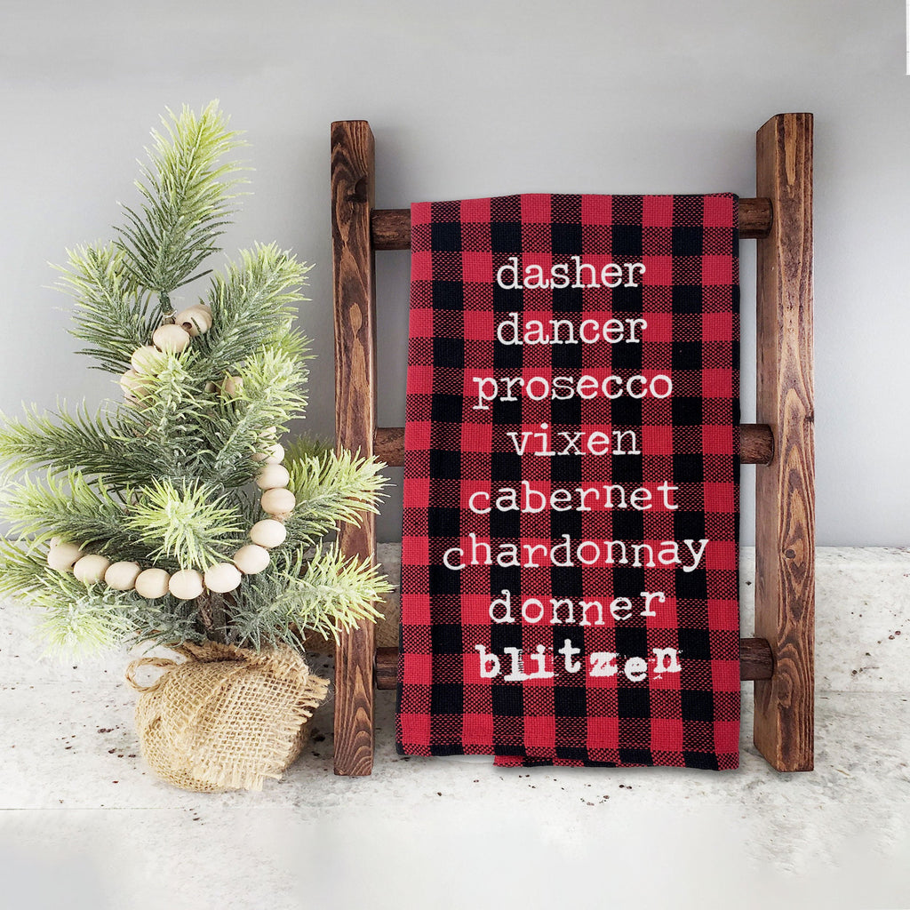 Buffalo plaid red black Cotton Tea towel, christmas tea towel