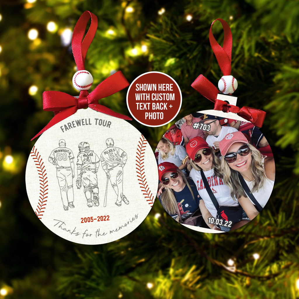 baseball ornament, pujols yadi waino baseball legends keepsake front with  back print ornament